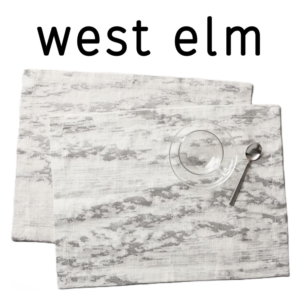 West Elm 🆕 Textured Jacquard Placemats (Two Pieces) • Platinum Bark • NWT - Picture 9 of 13